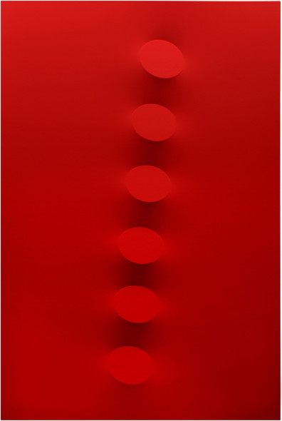 Turi Simeti, 6 ovali rossi 180x120 cm, 2015