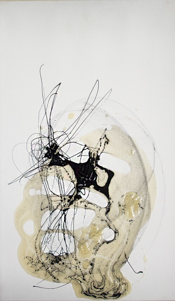 IL CORPO FUORI NORMA-STAZIONE VI resina, grafite e bitume su tela 50x30 - Raul Gabriel 2013