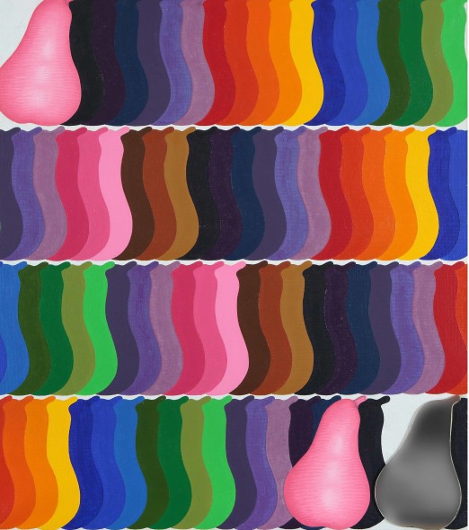 Concetto Pozzati: Qual è quella vera?, 1968, olio e specchio su tela, cm 80x75