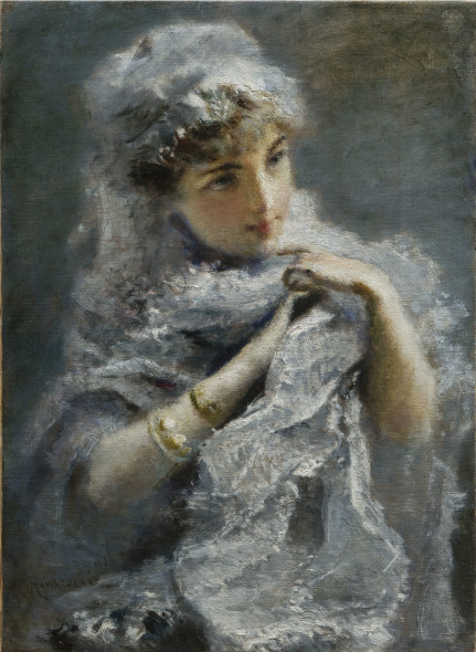 Daniele Ranzoni - Giovinetta   inglese, olio su tela, 1886