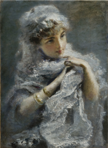 Daniele Ranzoni - Giovinetta inglese, olio su tela, 1886