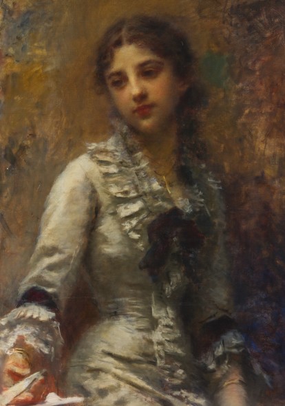 Daniele Ranzoni - Ritratto di giovinetta, olio su tela, 1882