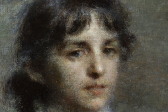 Daniele Ranzoni, Ritratto della signora Antonietta di Snt. Leger, 1886, olio su tela 100 x 69 cm (part)