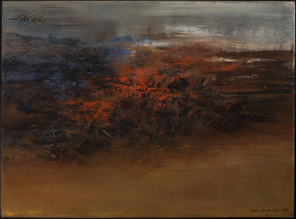 Applicat-Prazan 16.4.62 Zao Wou-Ki (Peking 1921-2013 Nyon) Oil on canvas 73 x 100 cm Signed lower right and signed and titled/dated on the reverse 1962 