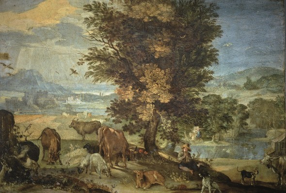 Sinibaldo Scorza: Pastorello. Olio su rame, 26 x 36 cm. Genova, Accademia Ligustica di Belle Arti
