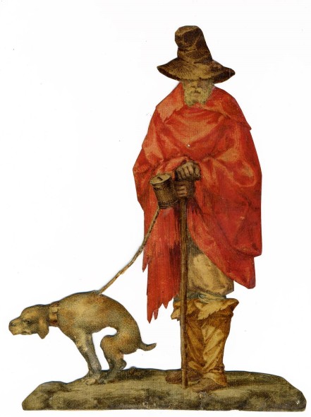 Sinibaldo Scorza: Mendicante col suo cane. Acquerello e tempera su carta, 162 x 222 mm. Collezione privata