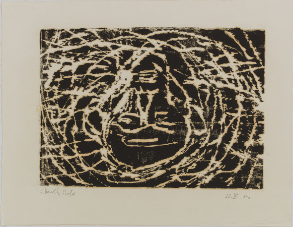 Georg Baselitz, Kopf, 1983, Vélin; Xylographie, image: 360 x 503 mm; feuille: 504 x 650 mm. © Musées d’art et d’histoire, Ville de Genève, Cabinet d'arts graphiques. Photo: André Longchamp
