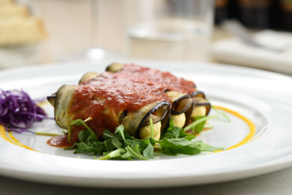 Milano, 18/05/2017 Ristorante Bio.it Chef Ersilio Montella Nella foto: INVOLTINI DI MELANZANE Ph Taddei/Edizionivero