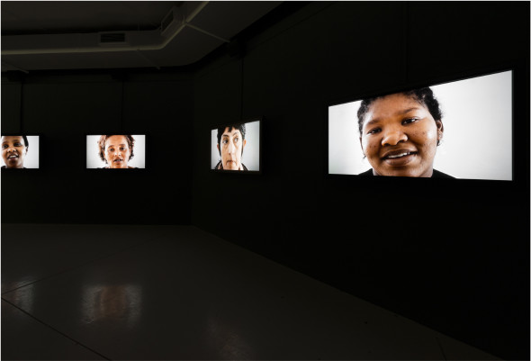 Gabrielle Goliath (Sud Africa) Personal Accounts installation view 2013, 5-channel video installation  PAC Milano