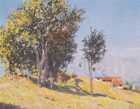 San Zenone degli Ezzelini. Da la riva longa dei Scaggion verso il Grappa, 58x74 cm, 1926