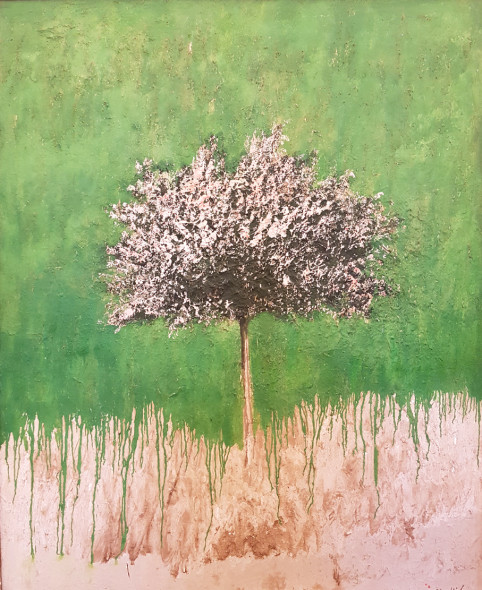 Mattioli, Paesaggio, 1980 olio su tela, 150x120 cm, collezione privata