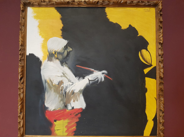 Mattioli, Ritratto di De Chirico, 1969 olio su tela, 80x80 cm, collezione Barilla d'Arte Moderna