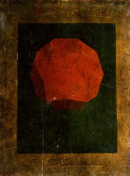 Giovanni Pietro Rizzoli detto  Giampietrino - solido geometrico (Dodecaedron abscisum solidum) dal De  divina proportione (al verso), 1515