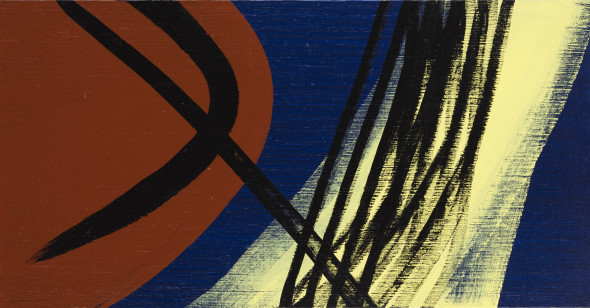 Hans Hartung, T1974-E28 T1974-E29, 1974, acrilico su tela, 50 x 220 cm, Collezione Fondazione Hartung-Bergman