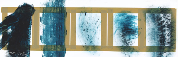 Hans Hartung, Senza titolo, 1975, acrilico su cartone, 39.2 x 119 cm, Collezione Fondazione Hartung-Bergman