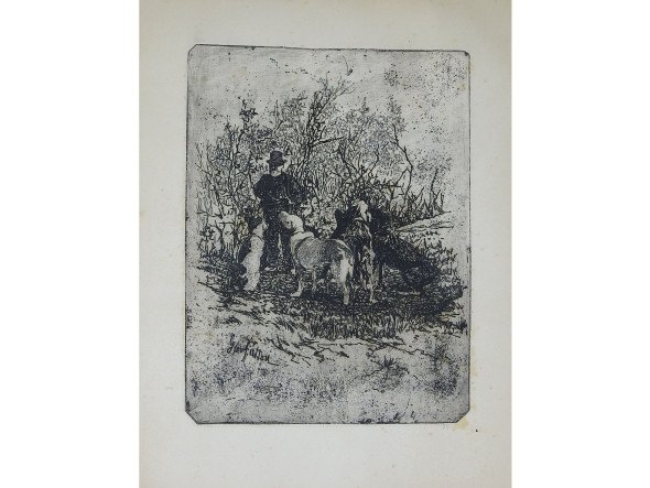 GIOVANNI FATTORI (1825-1908) Diego Martelli e i suoi cani (1885 circa) acquaforte foglio cm 31,5x25, matrice cm 20,7x15,5 stimato € 800/1.000