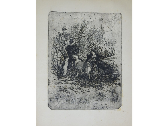 GIOVANNI FATTORI (1825-1908) Diego Martelli e i suoi cani (1885 circa) acquaforte foglio cm 31,5x25, matrice cm 20,7x15,5 stimato € 800/1.000