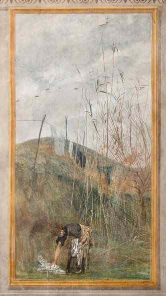 Giovanni Boldini - La stesa dei  panni (Decorazione parete sud della sala da pranzo della Falconiera)  1868