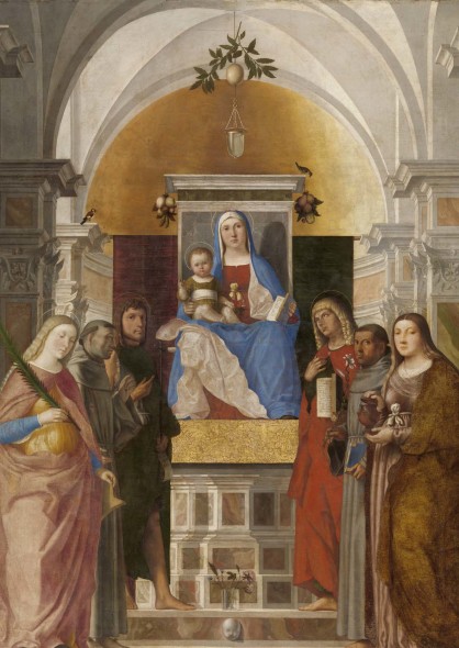 Marcello Fogolino Madonna col  Bambino in trono tra i Santi, olio su tela - 1510-1520