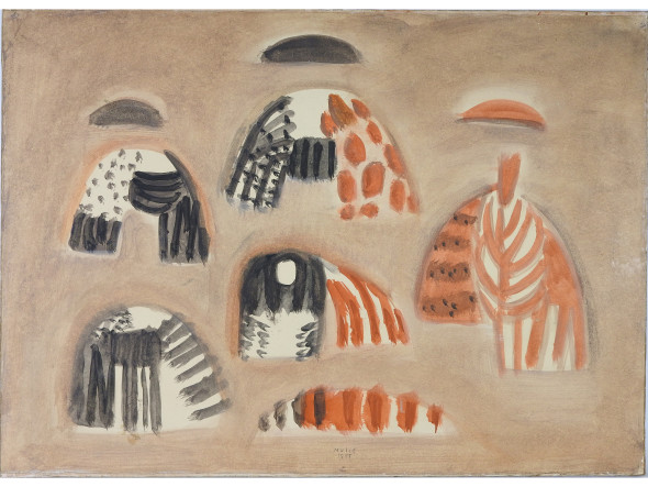 ANTON ZORAN MUSIC (1909-2005) Paese dalmata 1955 tempera acquerellata su carta applicata a tela, cm 50,5x70 stimato € 7.000/8.000