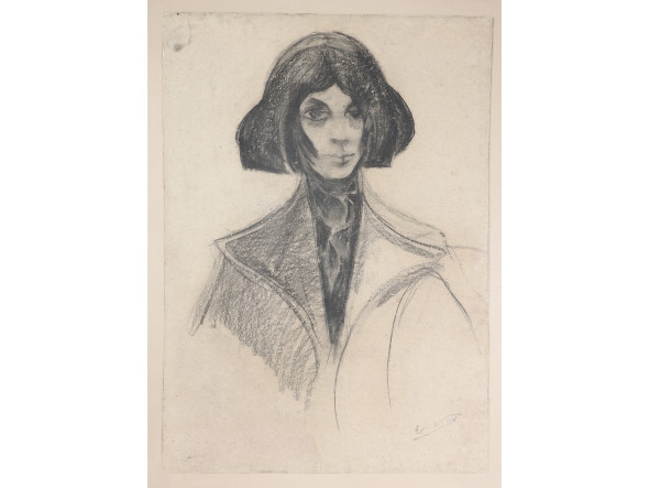 LORENZO VIANI (1882-1936) Ritratto di parigina (1909 circa) carboncino su cartone, cm 97,5x70 stimato € 4.000/5.000