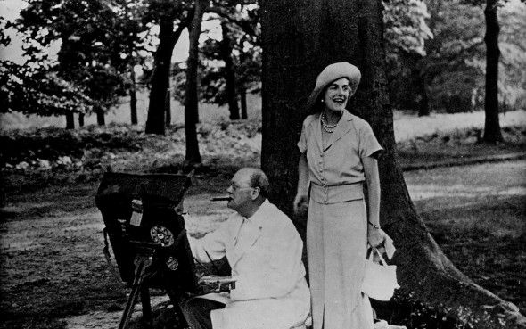 Winston Churchill and his wife at their home Chartwell  CREDIT: GETTY