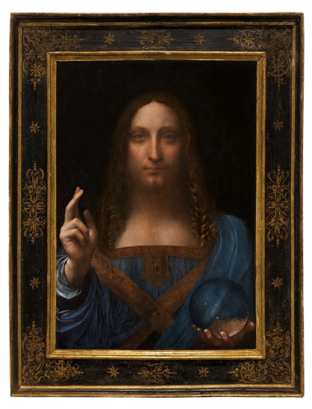 Leonardo da Vinci, Salvator Mundi. Oil on walnut panel. Panel dimensions: 25 13/16 x 17 15/16 in (65.5 x 45.1 cm) top; 17¾ in (45.6 cm) bottom; Painted image dimensions: 15⅜ x 17½ in (64.5 x 44.7 cm). Estimate on request. This work will be offered as a special lot in the Post-War and Contemporary Art Evening Sale on 15 November at Christie’s in New York