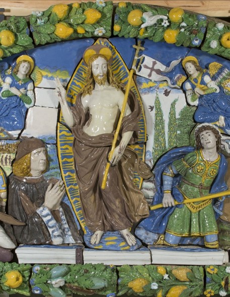 GIOVANNI DELLA ROBBIA (Firenze 1469 - 1529/1530) Resurrezione di Cristo, particolare  1520 - 25 circa terracotta invetriata  New York, Brooklyn Museum