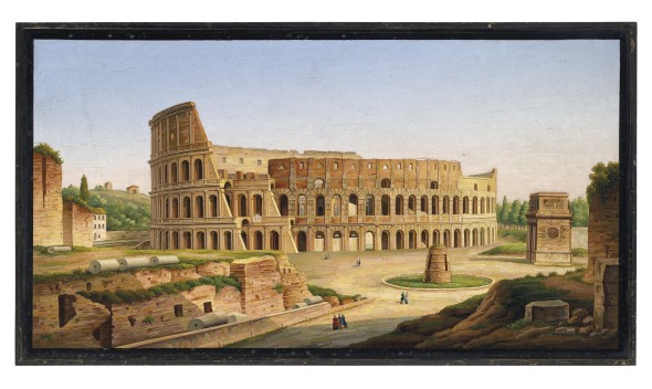 LOT 574 AN ITALIAN MICROMOSAIC PICTURE OF THE COLOSSEUM ROME, CIRCA 1860-1880 21o x 38Ω in. (54 x 97.8 cm.) £50,000–80,000 $66,000–110,000 €56,000–89,000