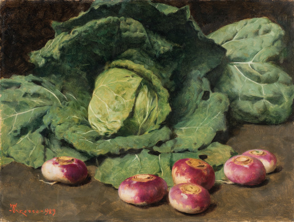 Giacomo GROSSO, Natura morta - Cavolo e rape, 1929 Olio su tavola, cm 54 x 72 GAM – Galleria Civica d’Arte Moderna e Contemporanea, Torino (inv. P/1038)