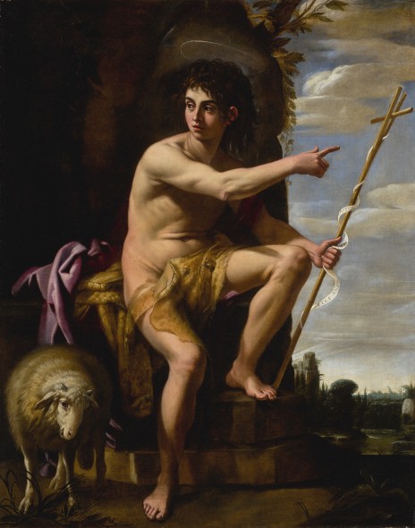 Giovanni Baglione ROME CIRCA 1566 - 1643 (?) SAINT JOHN THE BAPTIST IN THE WILDERNESS signed and dated, center left: EQ IO. / BALGIONVS / .R.P.1610 oil on canvas 76 3/8 by 59 1/2 in.; 194 by 151 cm.