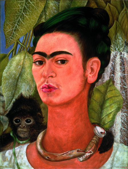 Frida Kahlo Self-Portrait with Monkey,  1938 Oil on Masonite cm 40.64 x 30.48 cm Prestatore: Collection Albright-Knox Art Gallery; Bequest of A. Conger Goodyear, 1966 (1966:9.10) Photo Tom Loonan Crediti: © Banco de México Diego Rivera Frida Kahlo Museums Trust, Mexico, D.F. by SIAE 2017