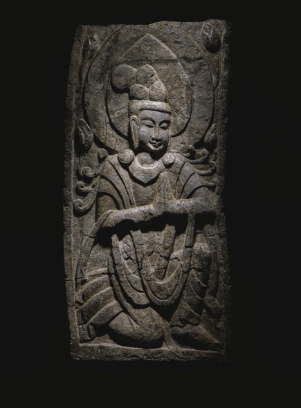 AN EXCEPTIONAL AND RARE LIMESTONE RELIEF CARVING OF AN APSARA NORTHERN WEI DYNASTY Estimate  1,200,000 — 1,500,000  USD