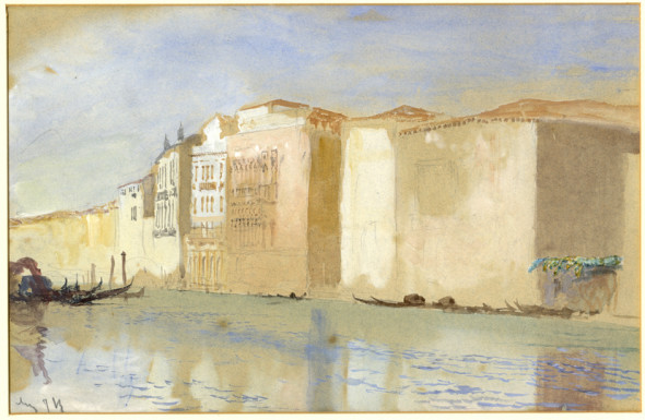 John Ruskin Venezia, Diga Marittima, Matita, acquerello su carta