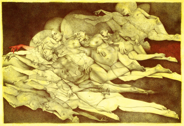 Adele Ceraudo Monocromo, La creazione di Adamo, 2018 piezografia, pigmenti su tela cotone, cm 140x200