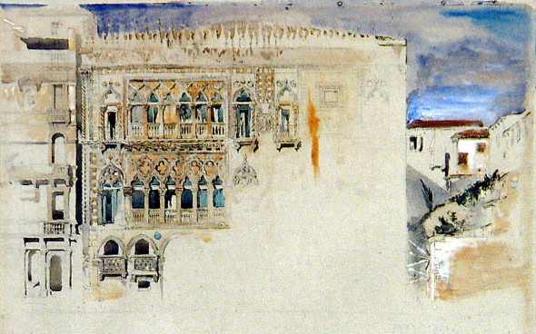 John Ruskin-Casa d'oro Venice-1845, penna e acquerello