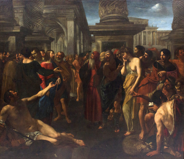 Angelo Caroselli, Cristo e l’adultera  Olio su tela, 124x145 cm Aggiudicazione € 321.875