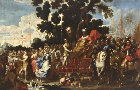 VINCENZO MALO’ (Cambrai 1606/07 ca. – Roma 1650 ca.) Il trionfo di David Olio su tela, 69 x 109 cm Genova, collezione privata