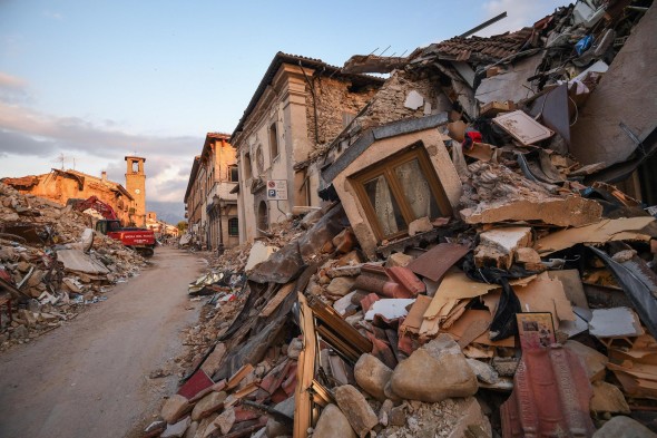 The destroyed Lazio mountain village of Amatrice, Italy, 1 Septemeber 2016. A devastating 6.0 magnitude earthquake early morning 24 August left a total of 293 dead, according to official sources. ANSA/ ALESSANDRO DI MEO