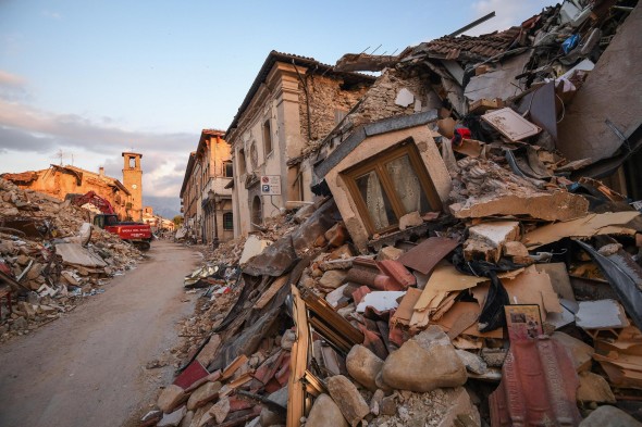The destroyed Lazio mountain village of Amatrice, Italy, 1 Septemeber 2016. A devastating 6.0 magnitude earthquake early morning 24 August left a total of 293 dead, according to official sources. ANSA/ ALESSANDRO DI MEO