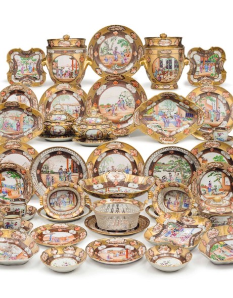 A CHINESE EXPORT 'ROCKEFELLER PATTERN' ASSEMBLED DINNER SERV... JIAQING PERIOD, CIRCA 1805 Estimate USD 100,000 - USD 150,000