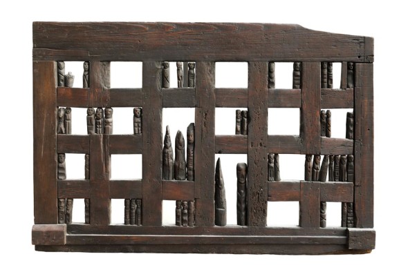 Vicinia. La tavola degli antenati n. 1, 1976 legno, 108 x 160 x 6 cm Archivio Franca Ghitti, Cellatica Foto Fabio Cattabiani