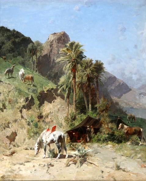 Alberto Pasini, Accampamento persiano, olio su tela