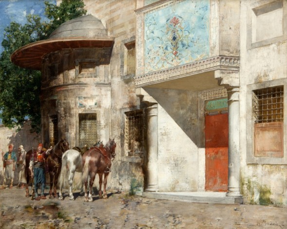Alberto Pasini, Davanti alla Moschea, 1875-80, olio su tela