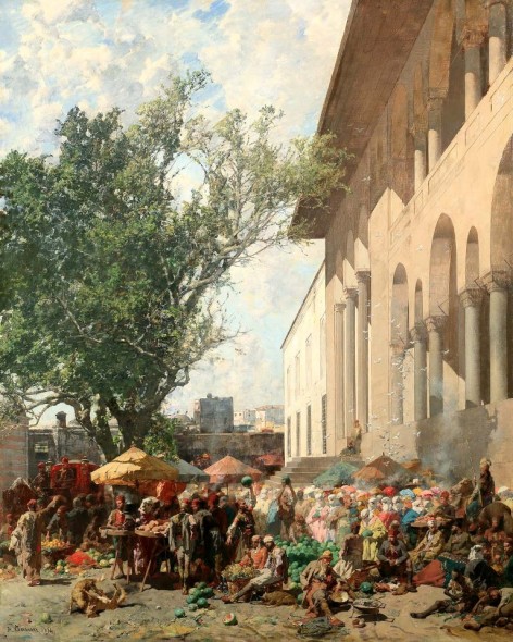 Alberto Pasini, Mercato a Costantinopoli, 1874, olio su tela, 130 x 105 cm