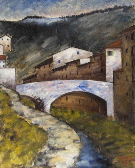OTTONE ROSAI Firenze, 1895 - Ivrea, 1957 Il ponte sul Mugnone, 1932 Olio su tela, 70 x 55,5 cm Lotto 275 - € 45.000/55.000