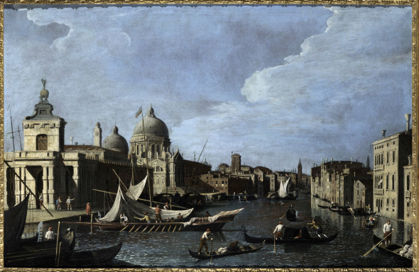 Bernando Canal, (Venice 1673 - 1744 Venice), Venezia, The entrance to the grand canal, looking west, 1740 C., oil on canvas, 74 x 113 cm. (29 1/8 x 44 1/2 in.), Salamon & C. Srl - Milano