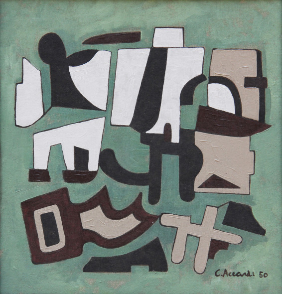 Carla accardi Composizione, 1950, olio su tela, cm. 40x38 – riserva € 24.000