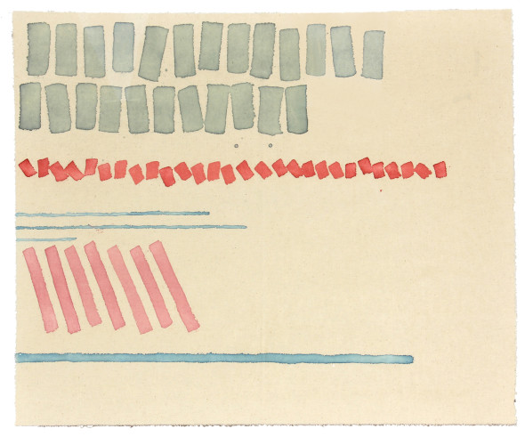 Giorgio Griffa “Cinque segni”, 1979, acrilico su tela, cm. 60x73 – riserva € 13.000