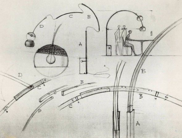 Achille Castiglioni, Bozzetti Lampada Arco